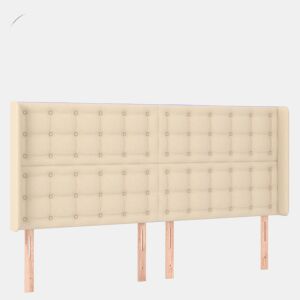 vidaXL Cabeceira cama c luzes LED tecido 163x16x118128 cm cor creme