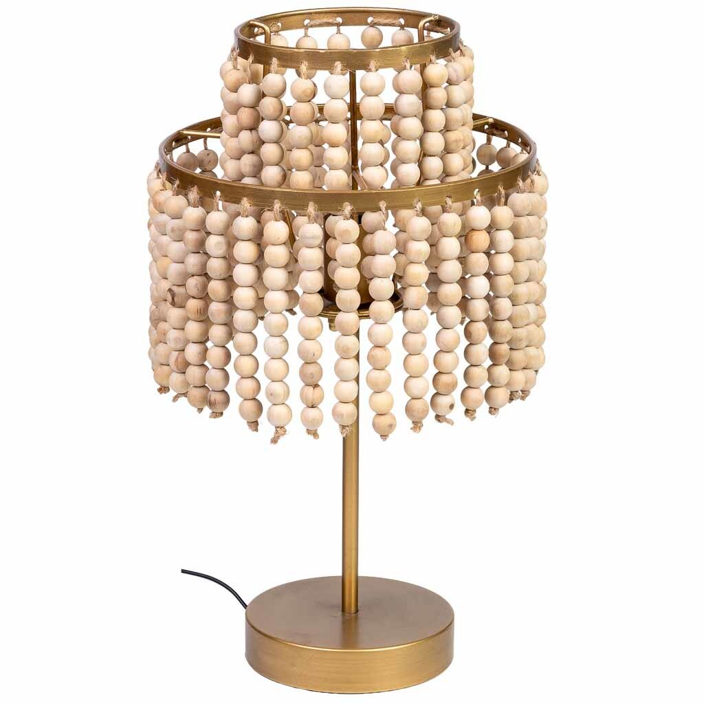 Lámpara de mesa de metal y madera