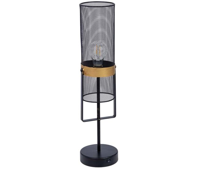 Lámpara de mesa de metal negro con 1 foco 12.5x12.5x51h cm