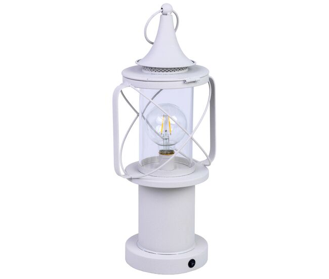Lámpara de mesa de metal blanco con luz led 21x18.5x46.5/52.5h cm