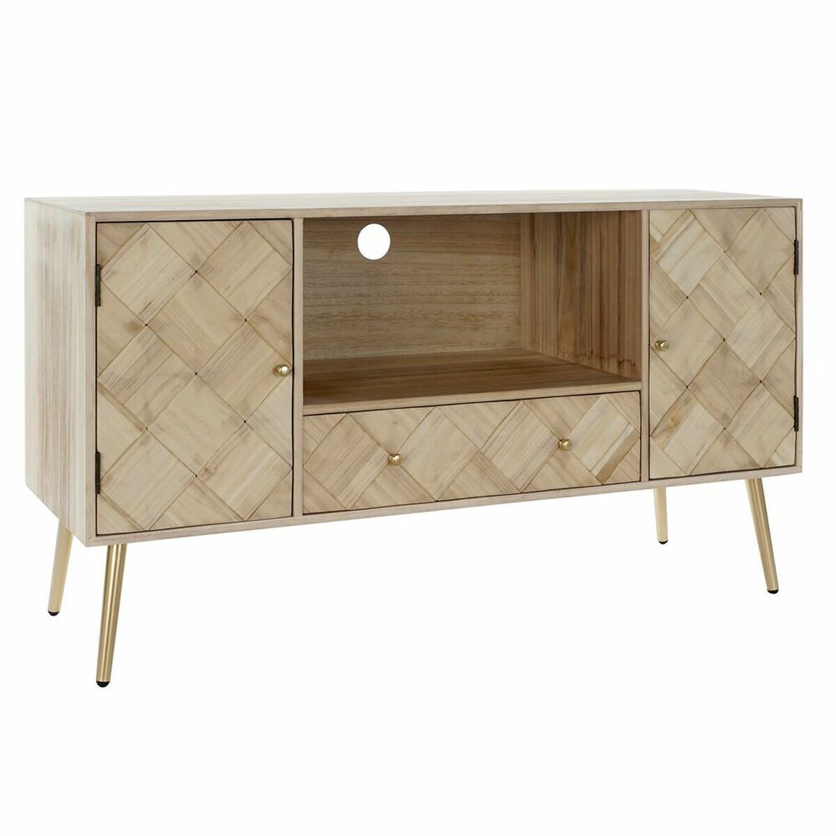 Mueble de tv dkd home decor 118 x 40 x 65 cm metal marrón claro madera de paulonia pino