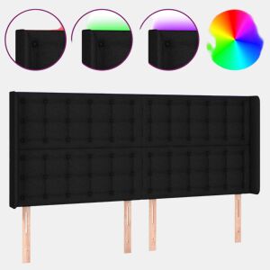 vidaXL Cabeceira de cama c luzes LED tecido 163x16x118128 cm preto