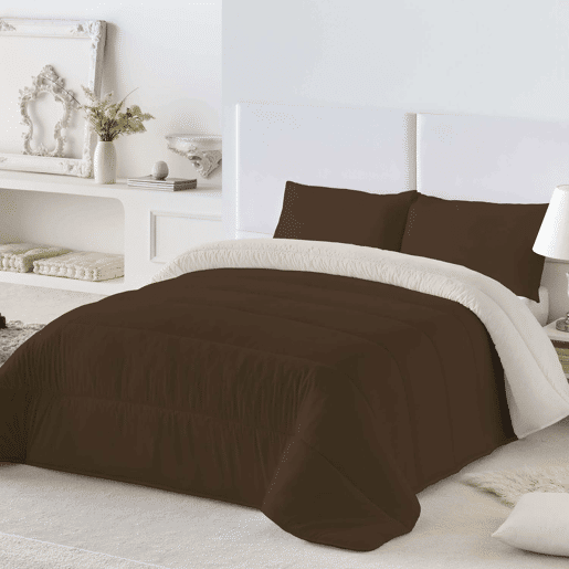 EDREDÃO NÓRDICO REVERSÍVEL BICOLOR CASTANHO 18BAUNILHA CAMA 90105