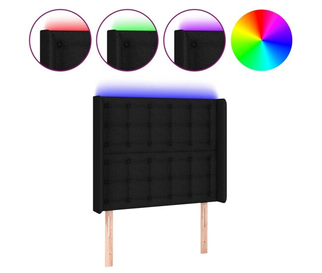 Vidaxl cabecero con led de tela negro 103x16x118/128 cm