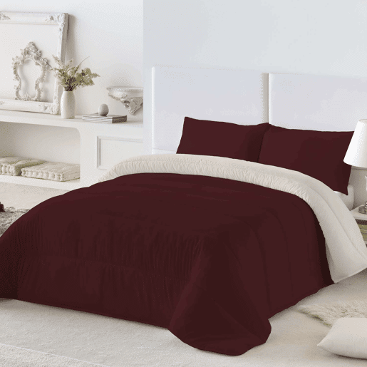 EDREDÃO NÓRDICO REVERSÍVEL BICOLOR BORDEAUX 42BAUNILHA CAMA 90105