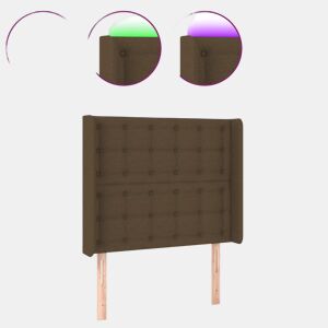 vidaXL Cabeceira de cama c luzes LED tecido 103x16x118128cm castanho