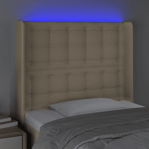 vidaXL Cabeceira cama c luzes LED tecido 103x16x118128 cm cor creme vidaXL Cabeceira cama c luzes LED tecido 103x16x118128 cm cor creme