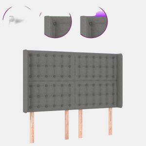 vidaXL Cabeceira de cama c LED tecido 147x16x118128 cm cinza-escuro