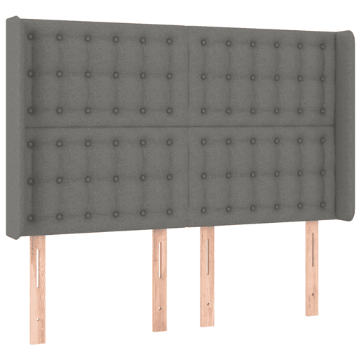 vidaXL Cabeceira de cama c LED tecido 147x16x118128 cm cinza-escuro vidaXL Cabeceira de cama c LED tecido 147x16x118128 cm cinza-escuro