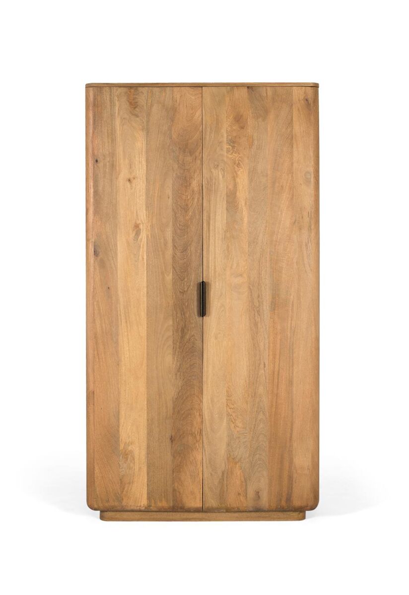 Armario fabricado en madera de mango en color natural, con un diseño de líneas limpias y esquinas redondeadas.