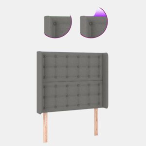 vidaXL Cabeceira cama c luzes LED tecido 83x16x118128cm cinza-escuro