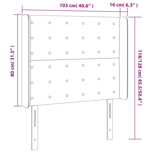 vidaXL Cabeceira cama c luzes LED tecido 103x16x118128cm cinza-claro