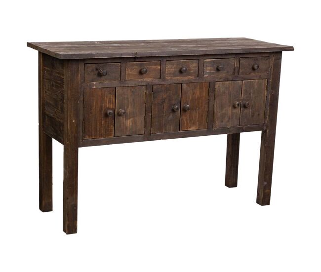 Aparador de madera con 5 cajones y 6 puertas marrón 120x43x80h cm