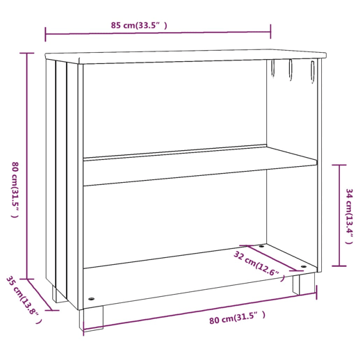 vidaXL Aparador HAMAR 85x35x80 cm pinho maciço castanho-mel