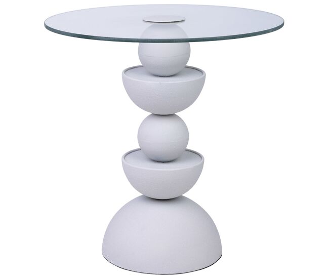 Mesa auxiliar de cristal y metal 45x45x49h cm
