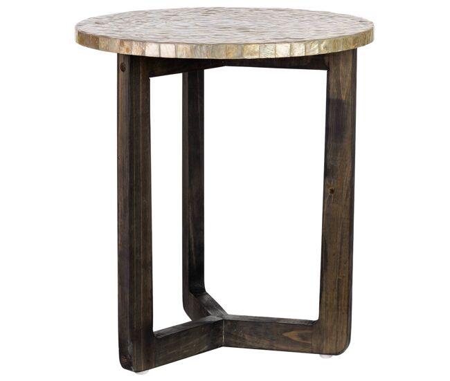 Mesa auxiliar de madera y capiz 40x40