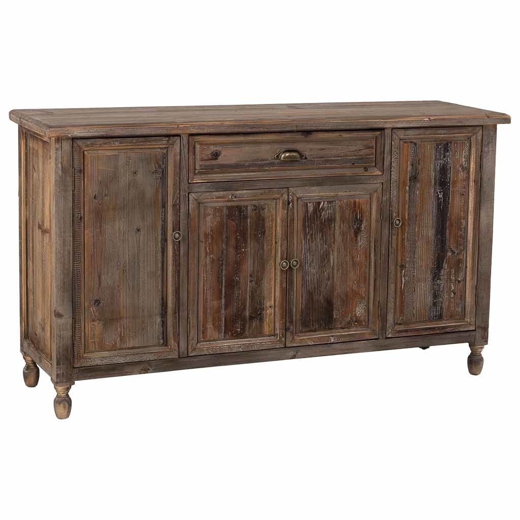Aparador de madera con 4 puertas y 1 cajón 150x40x84h cm