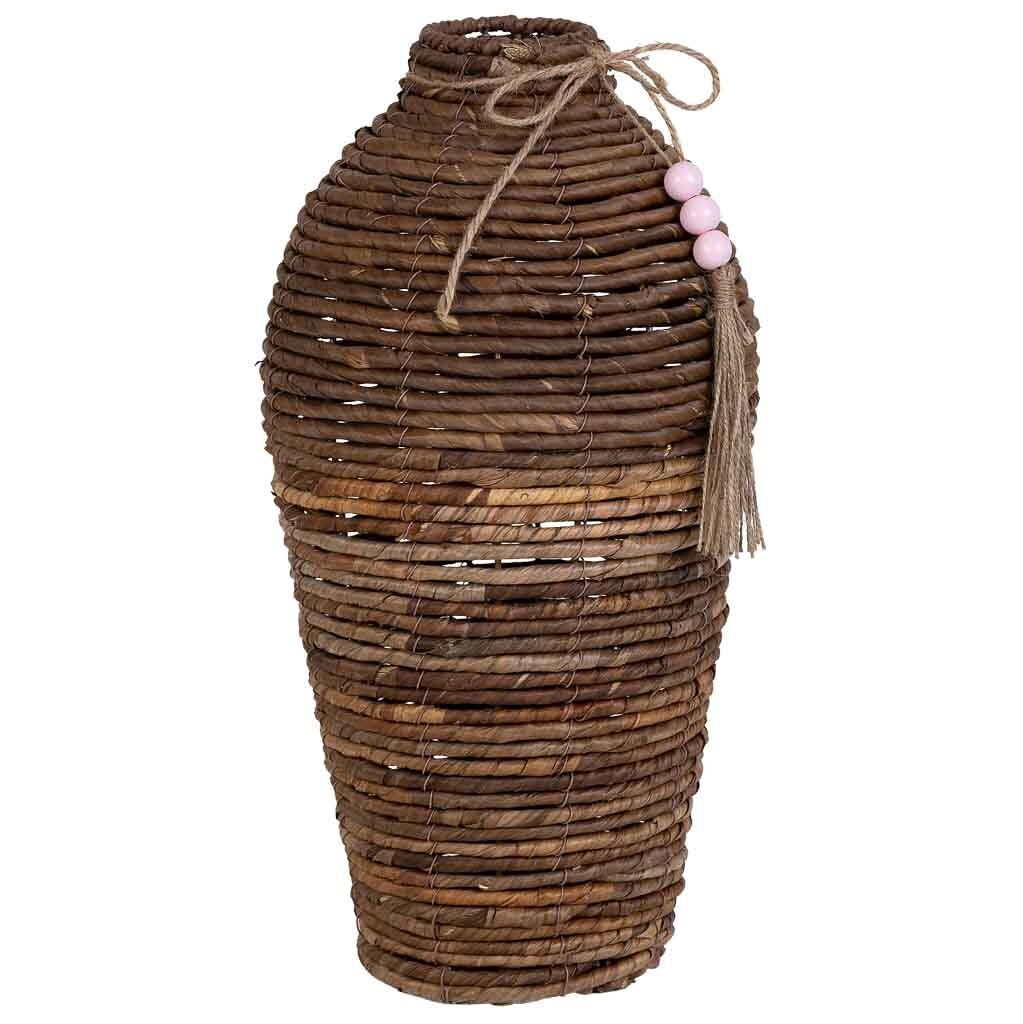Jarrón de hoja de banana natural marrón, d25x48 cm