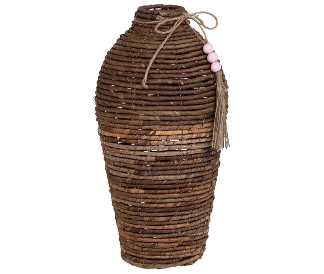 Jarrón de hoja de banana natural marrón, d25x48 cm