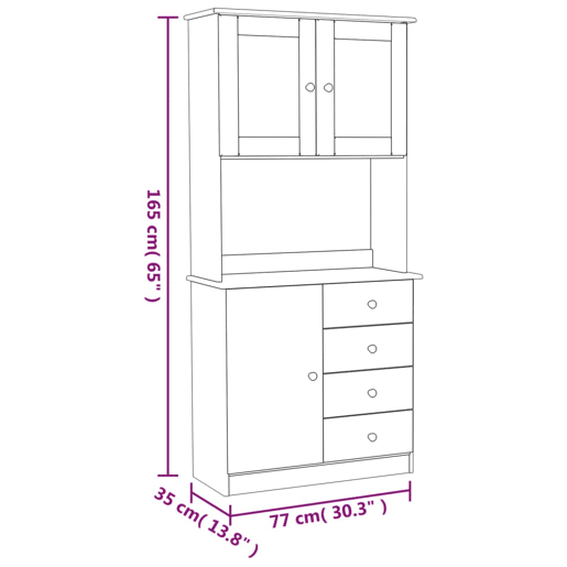 vidaXL Aparador alto ALTA 77x35x165 cm madeira de pinho maciça branco vidaXL Aparador alto ALTA 77x35x165 cm madeira de pinho maciça branco