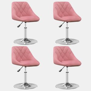 vidaXL Cadeiras de jantar giratórias 4 pcs veludo rosa