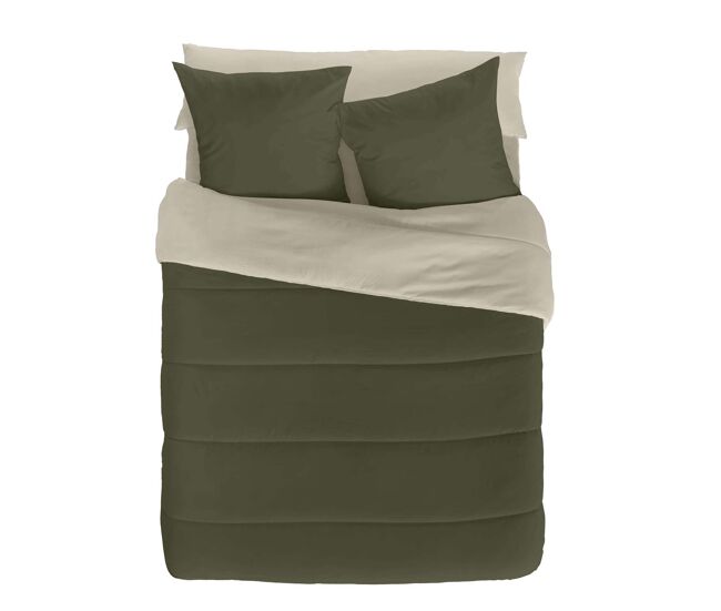 Edredon nordico reversible bicolor verde 75/vainilla cama 90/105
