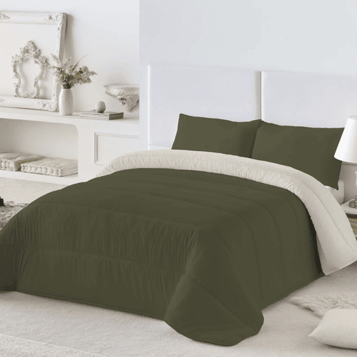 EDREDÃO NÓRDICO REVERSÍVEL BICOLOR VERDE 75BAUNILHA CAMA 90105