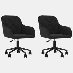 vidaXL Cadeiras de jantar giratórias 2 pcs veludo preto