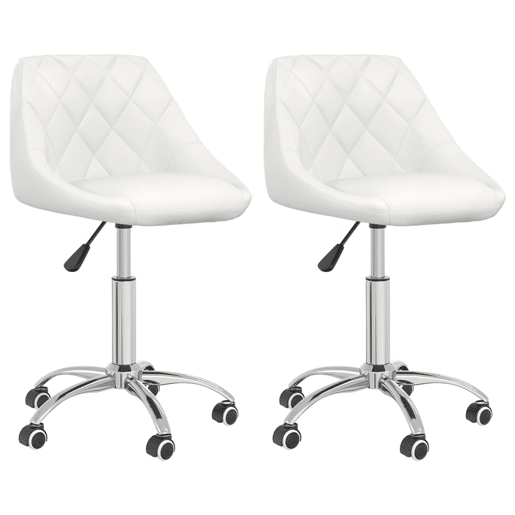vidaXL Cadeiras de jantar giratórias 2 pcs couro artificial branco vidaXL Cadeiras de jantar giratórias 2 pcs couro artificial branco