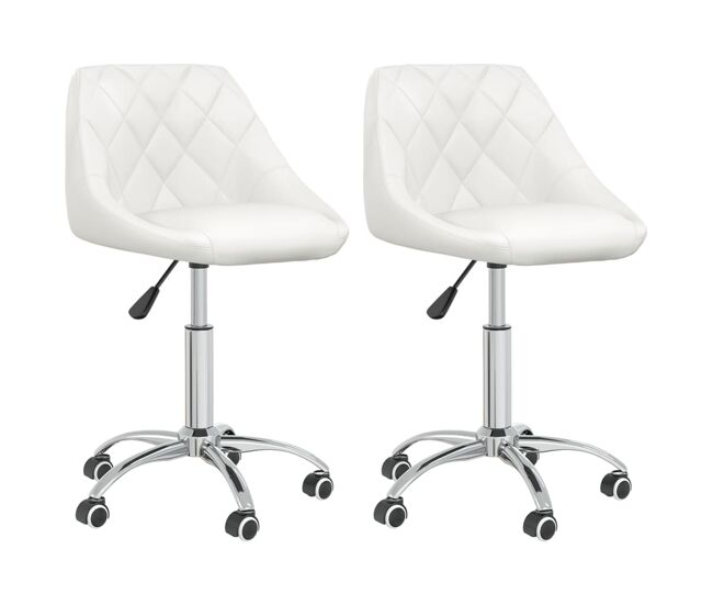 Vidaxl sillas de comedor giratorias 2 unidades cuero sintético blanco