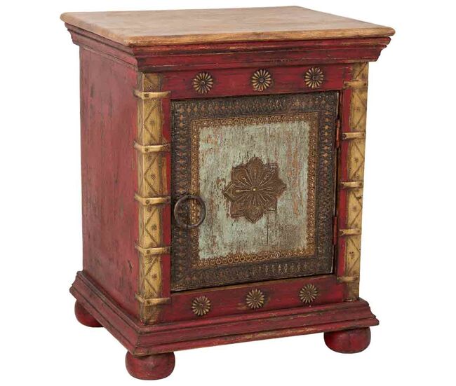 Mesita de noche de madera roja 50x40x59
