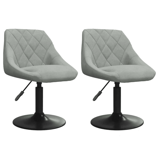 vidaXL Cadeiras de jantar giratórias 2 pcs veludo cinzento-claro