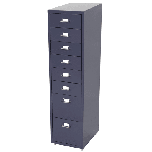 Armário de escritório com gavetas 110x28x41 cm 8 gavetas aço cinza escuro 04_0008257