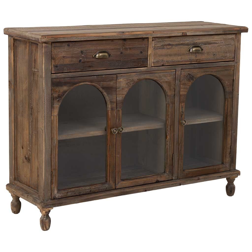 Aparador de madera con 2 cajones y 3 puertas 120x38x90h cm