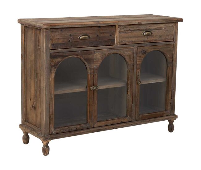 Aparador de madera con 2 cajones y 3 puertas 120x38x90h cm
