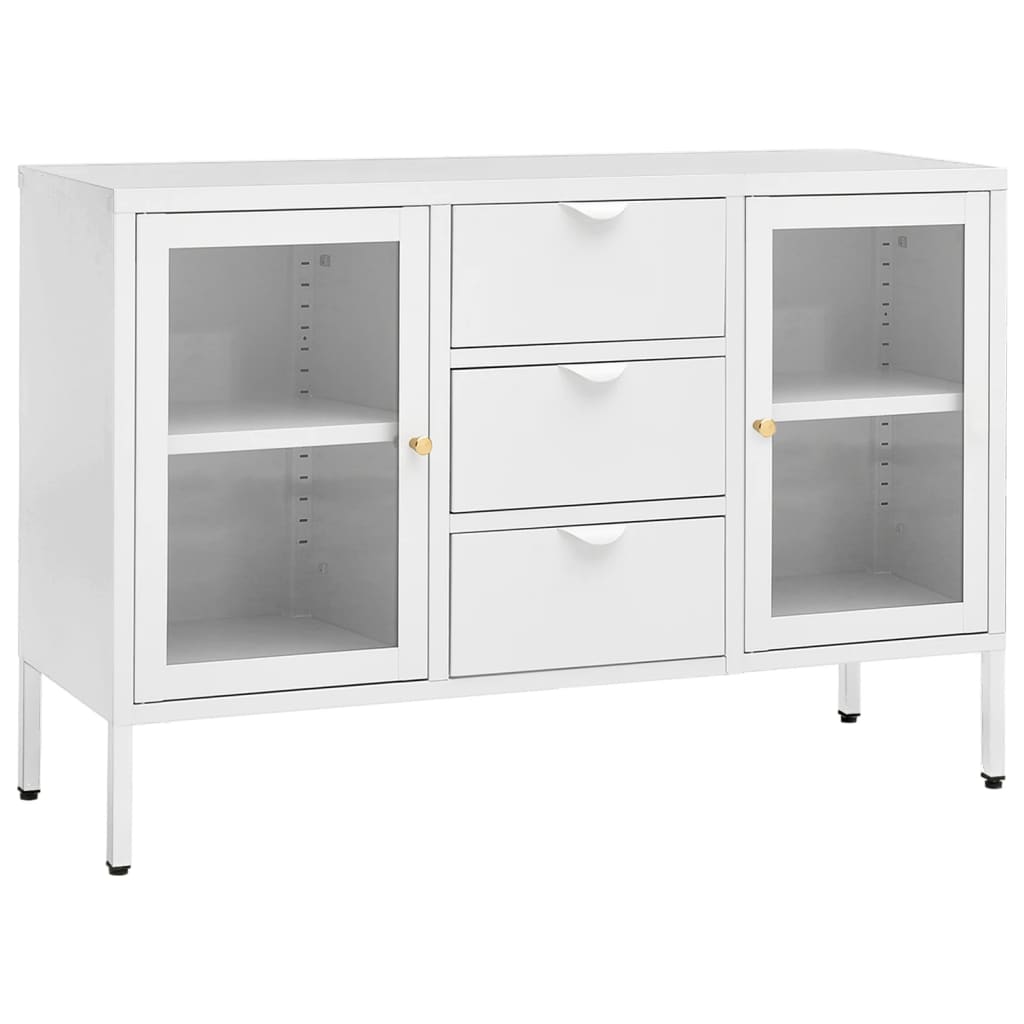 Vidaxl aparador de acero y vidrio templado blanco 105x35x70 cm