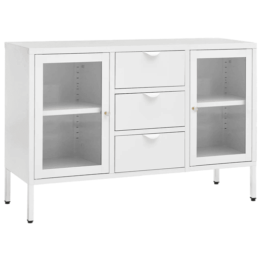 vidaXL Aparador 105x35x70 cm vidro temperado e aço branco