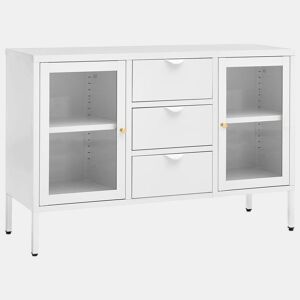 vidaXL Aparador 105x35x70 cm vidro temperado e aço branco