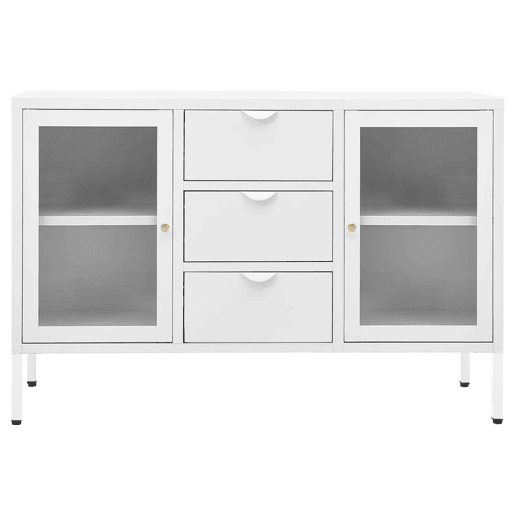 vidaXL Aparador 105x35x70 cm vidro temperado e aço branco
