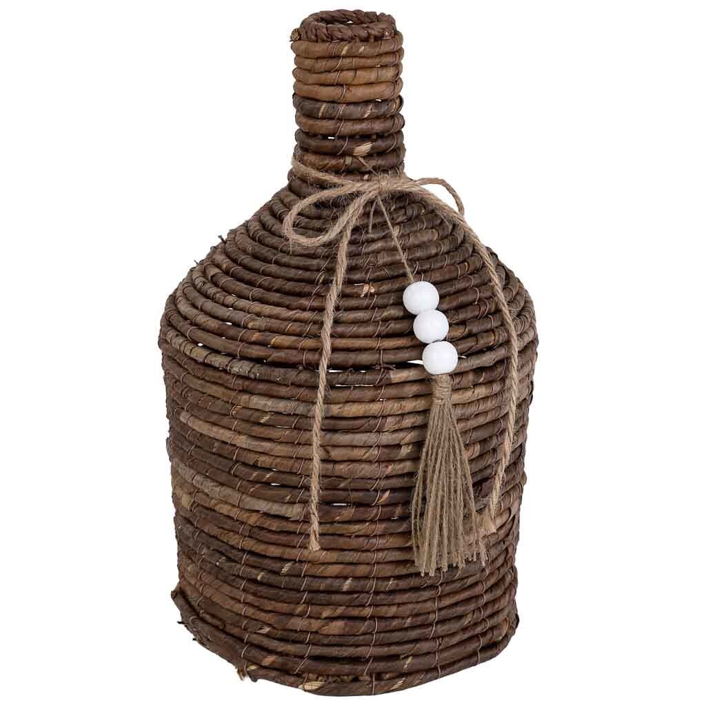 Jarrón de hoja de banana natural marrón, d22x38 cm