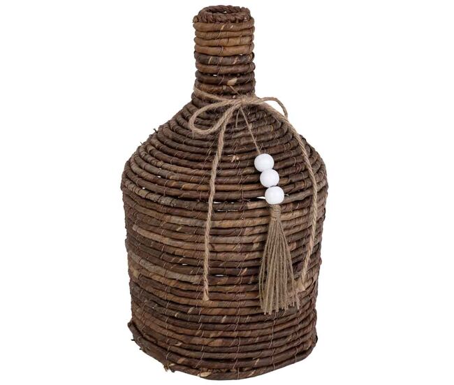 Jarrón de hoja de banana natural marrón, d22x38 cm