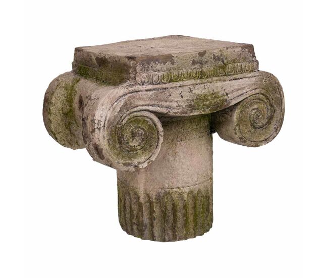 Columna decorativa de magnesio color piedra, 26x18x23.5h cm
