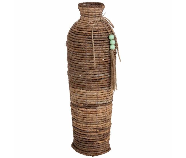 Jarrón de hoja de banana natural marrón, d17x58 cm