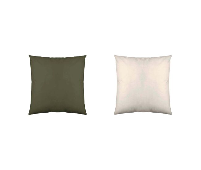Funda de cojin bicolor verde 75/vainilla 60x60 cm