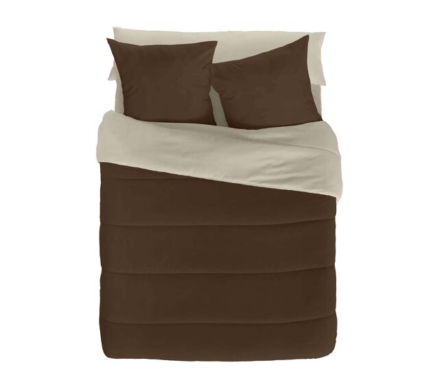 Edredon nordico reversible bicolor marron 18/vainilla cama 135/150
