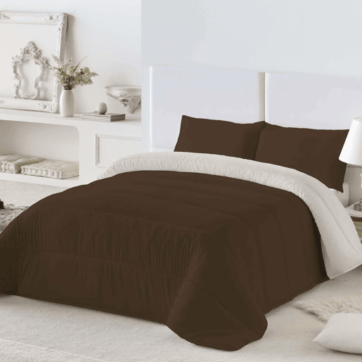 EDREDÃO NÓRDICO REVERSÍVEL BICOLOR CASTANHO 18BAUNILHA CAMA 135150