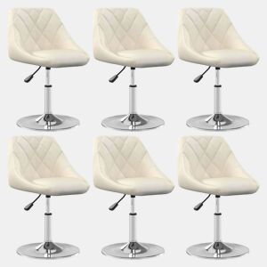 vidaXL Cadeiras de jantar giratórias 6 pcs veludo cor creme