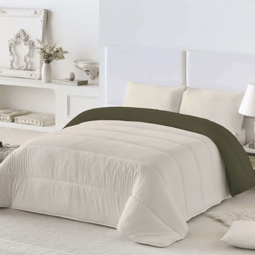 EDREDÃO NÓRDICO REVERSÍVEL BICOLOR VERDE 75BAUNILHA CAMA 180
