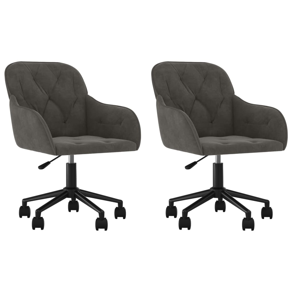 Vidaxl sillas de comedor giratorias 2 unidades terciopelo gris oscuro
