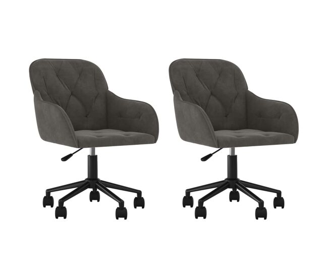 Vidaxl sillas de comedor giratorias 2 unidades terciopelo gris oscuro